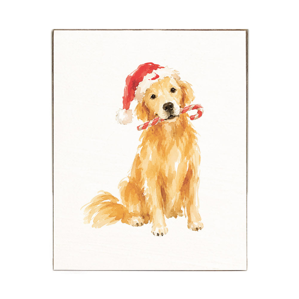 Nantucket Holiday Golden Retriever Block Sign