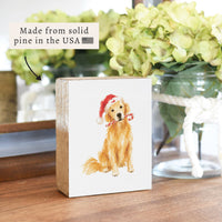 Nantucket Holiday Golden Retriever Block Sign