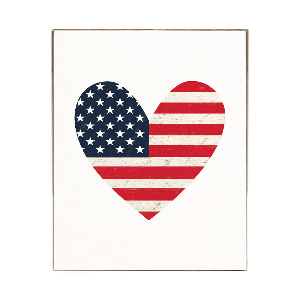 American Flag Heart Block Sign