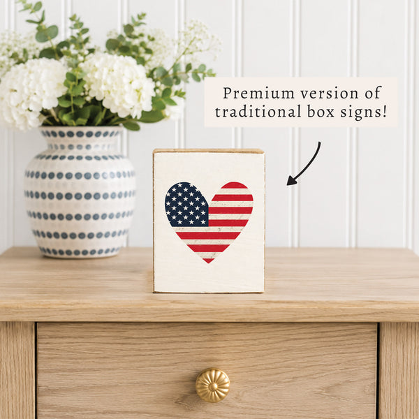 American Flag Heart Block Sign