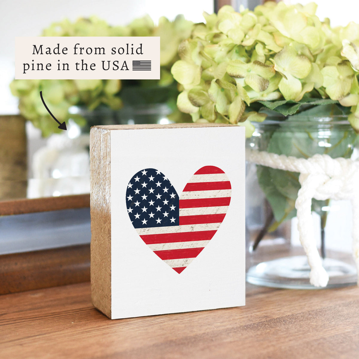 American Flag Heart Block Sign