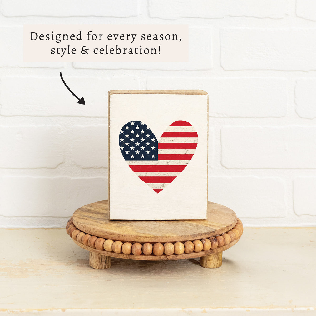 American Flag Heart Block Sign
