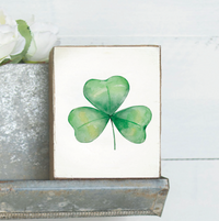 Watercolor Shamrock Square Block Sign