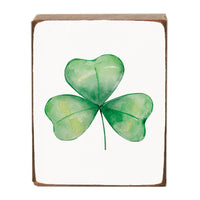 Watercolor Shamrock Square Block Sign