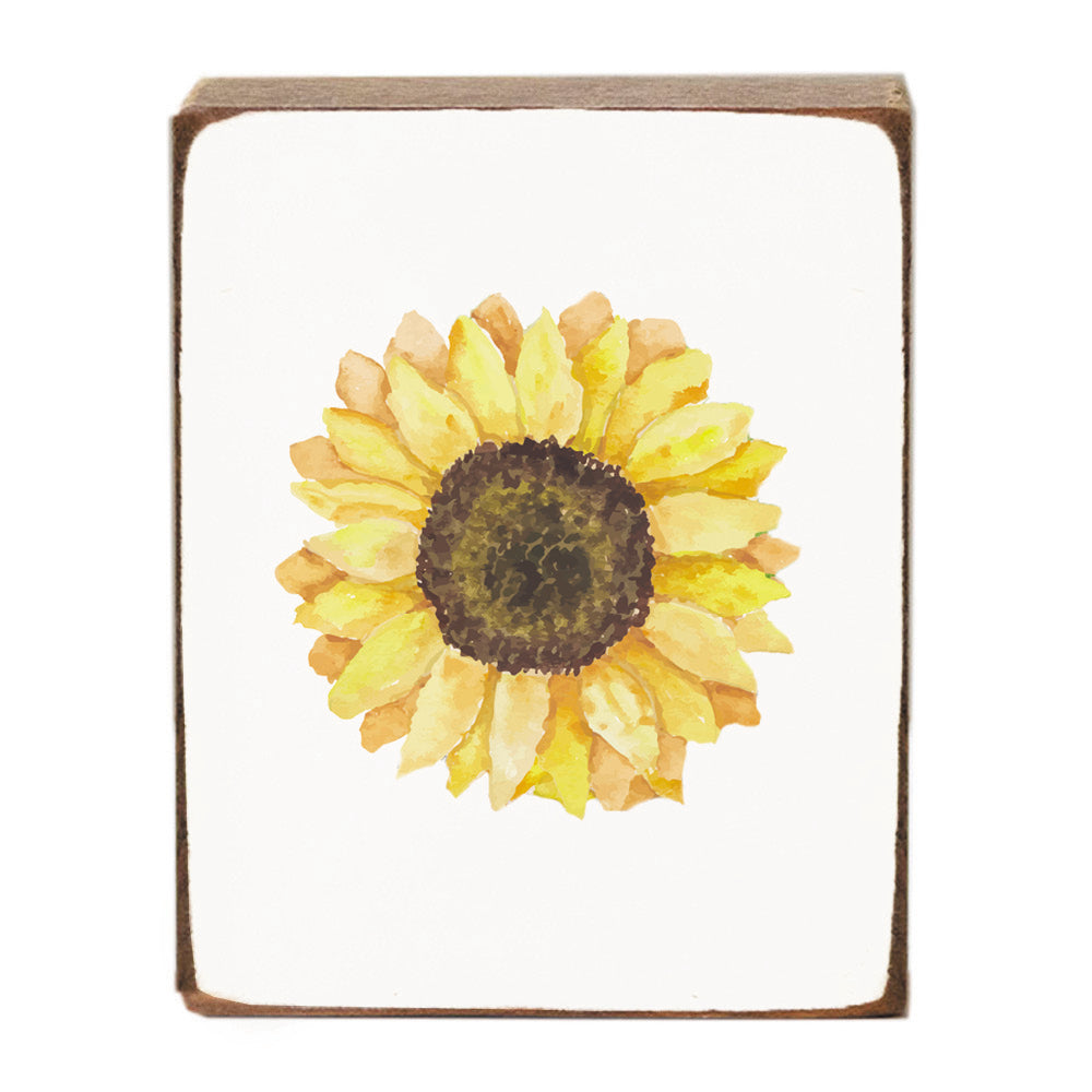 Watercolor Sunflower Block Sign
