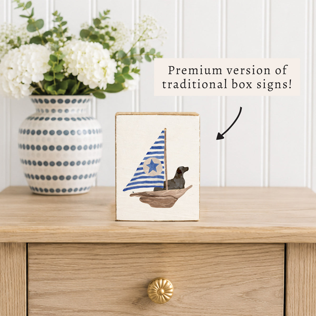 Sailboat + Black Dog Block Sign
