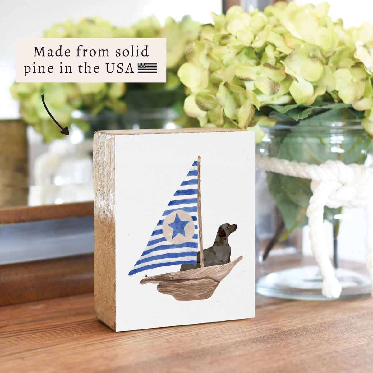 Sailboat + Black Dog Block Sign