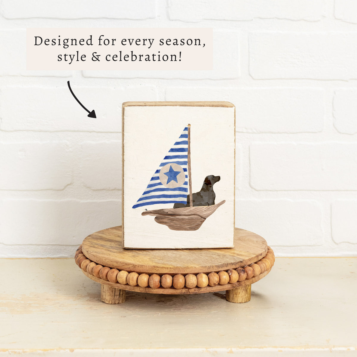 Sailboat + Black Dog Block Sign