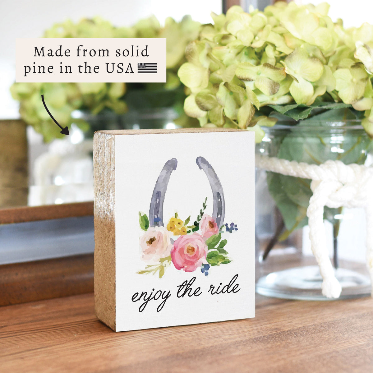 Enjoy the Ride Horseshoe Block Sign