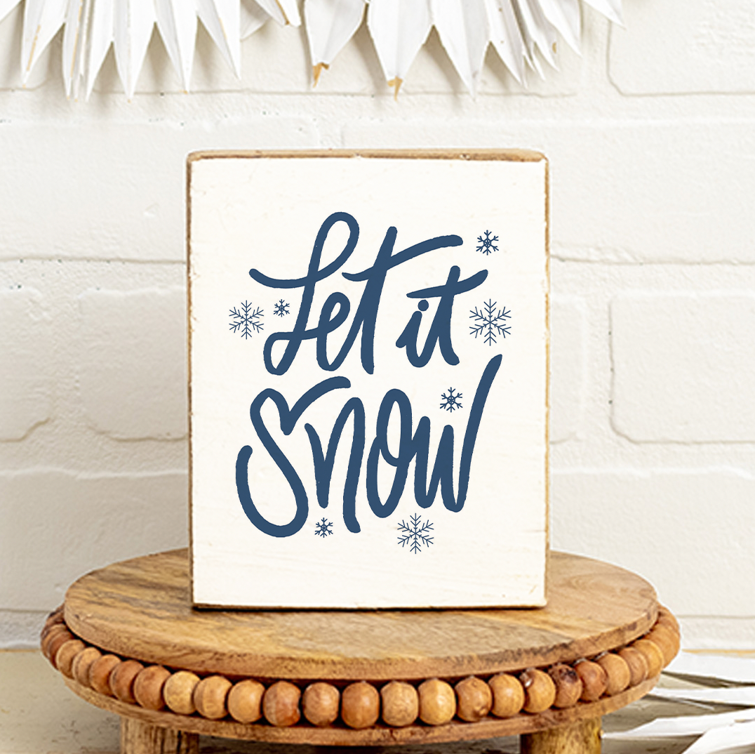 Let it Snow Snowflake Decorative Wooden Block