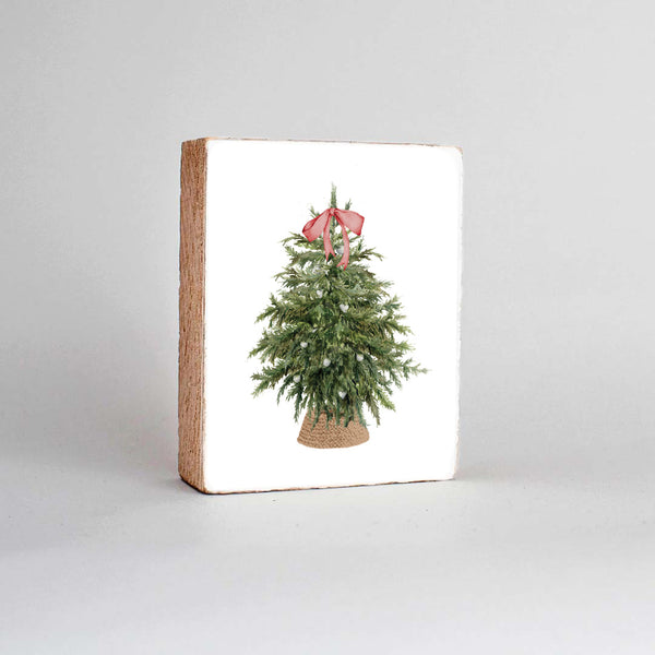 Watercolor Christmas Tree Decorative Wooden Block