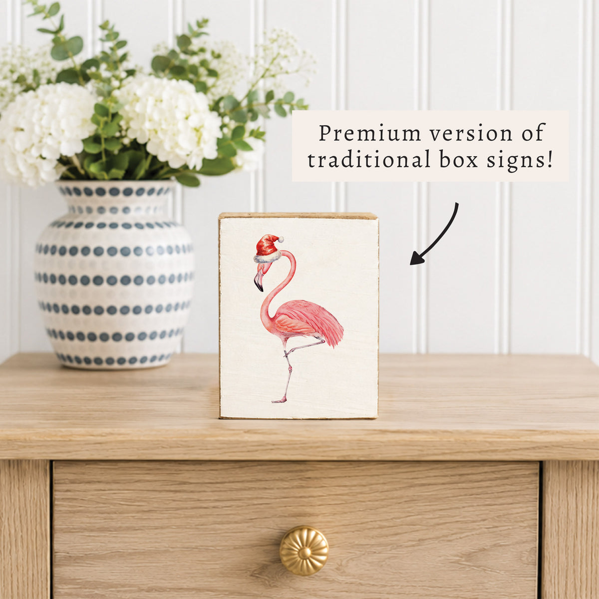 Flamingo Santa Block Sign