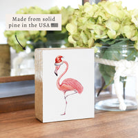 Flamingo Santa Block Sign