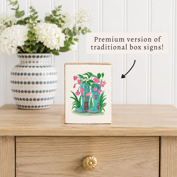 Floral Wellies Block Sign
