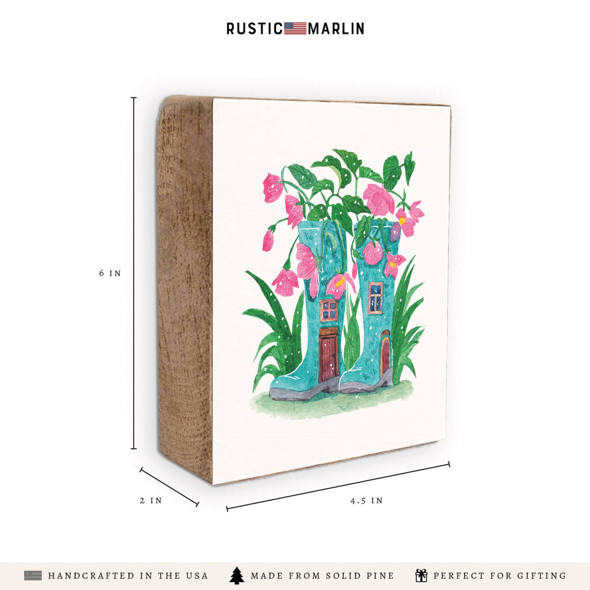 Floral Wellies Block Sign