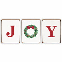 Joy Wreath Decorative Wooden Block Bundle