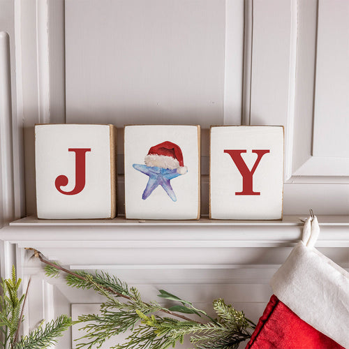 Joy Starfish Santa Decorative Block Bundle