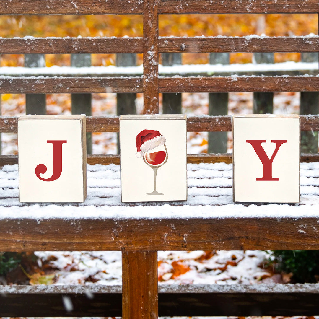 Santa Wine Joy Block Sign Bundle