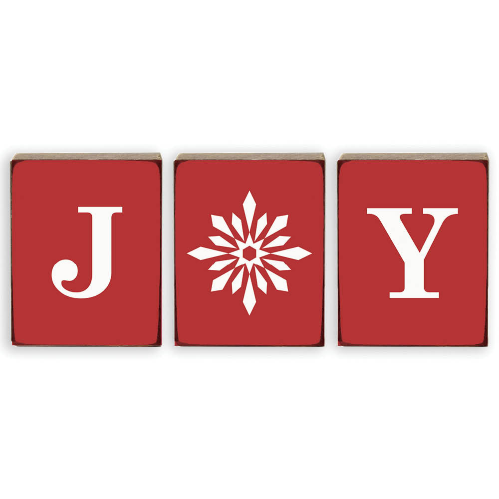 Red Joy Decorative Wooden Block Bundle