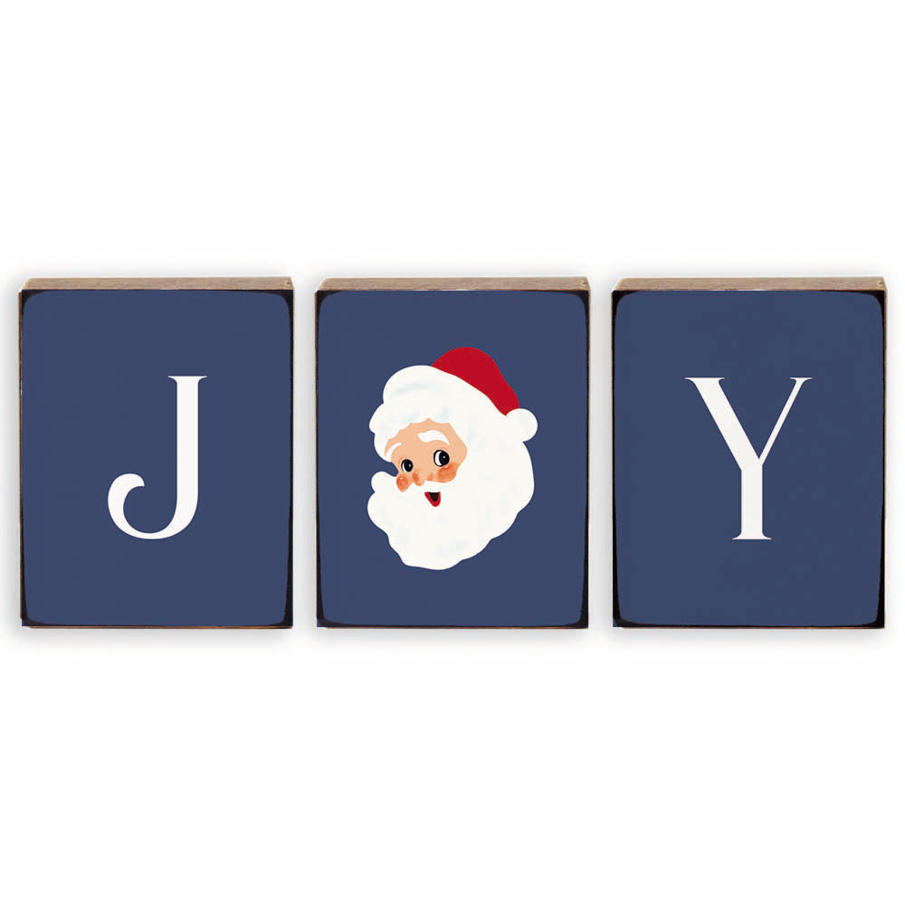 Joy Vintage Santa Decorative Wooden Block Bundle
