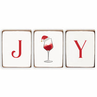 Joy Santa Wine Decorative Wooden Block Bundle