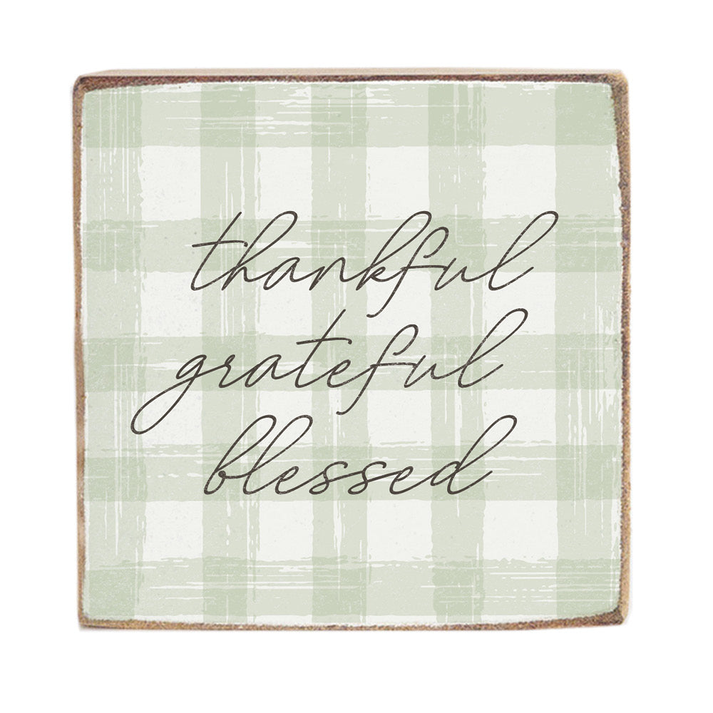 Thankful Grateful Blessed Square Block