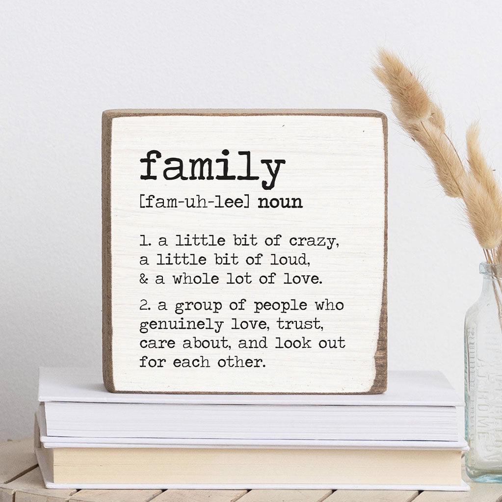 Family Definition Decorative Wooden Block