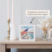 New York American Flag City Block Sign