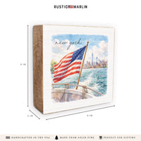 New York American Flag City Block Sign