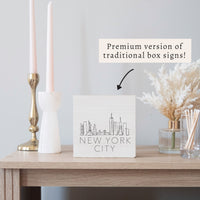 New York Line Art Block Sign