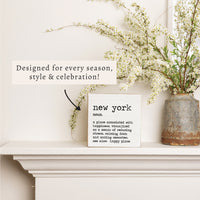 New York Definition Block Sign