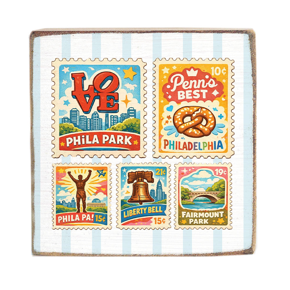 Philly Landmark Stamps Block Sign