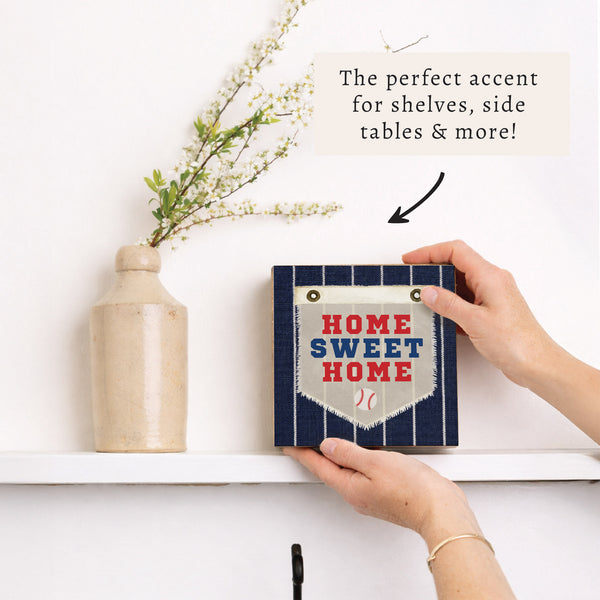 Baseball Home Sweet Stripes Block Sign