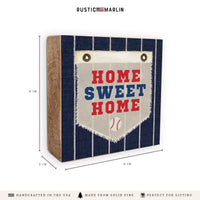 Baseball Home Sweet Stripes Block Sign