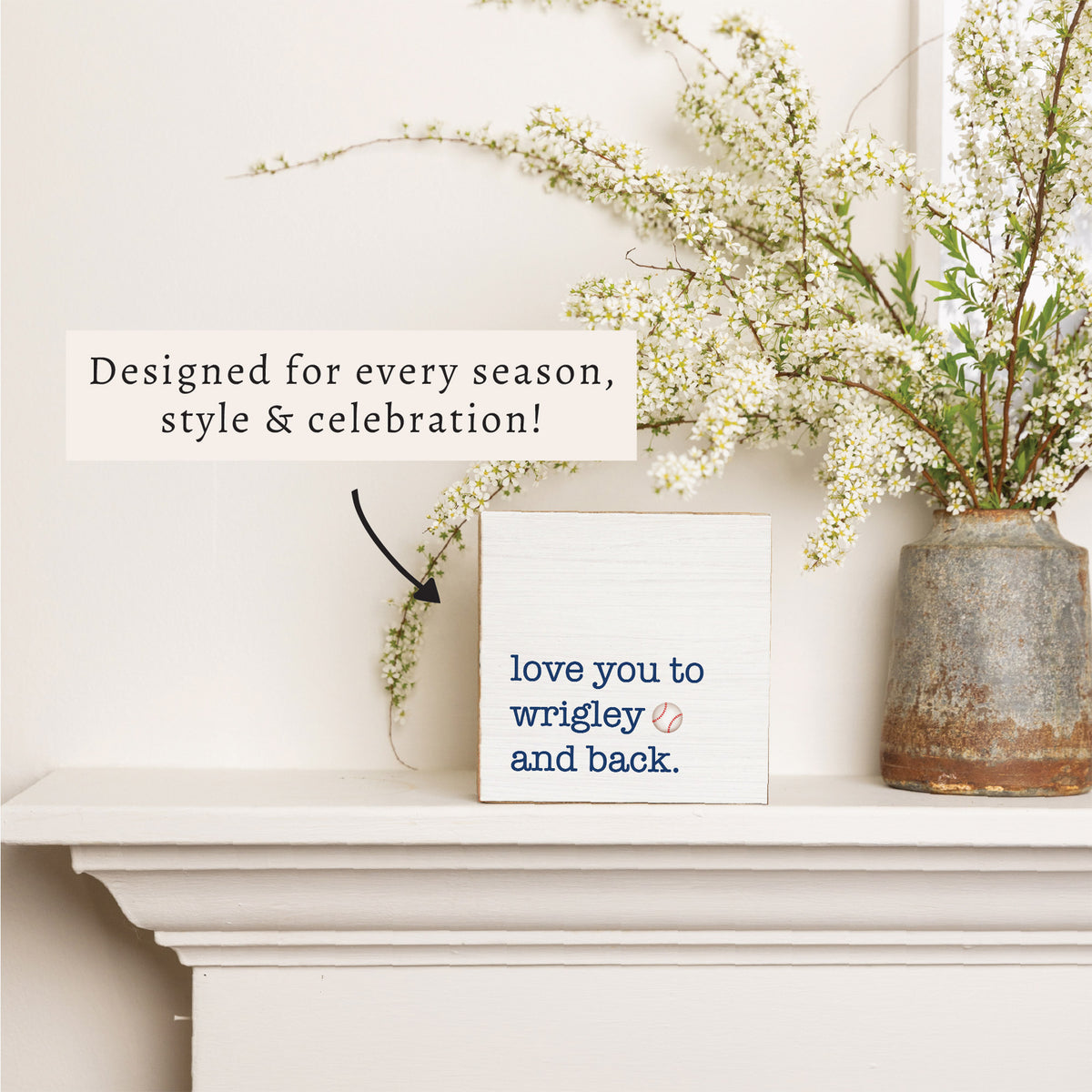 Love You To Wrigley Baseball Block Sign