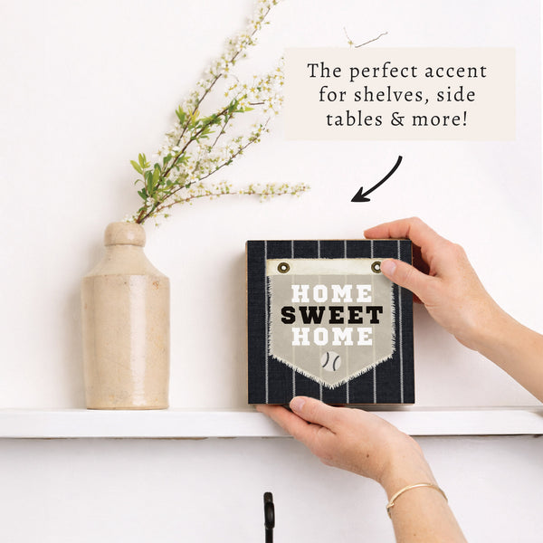 Baseball Sox Home Sweet Stripes Block Sign