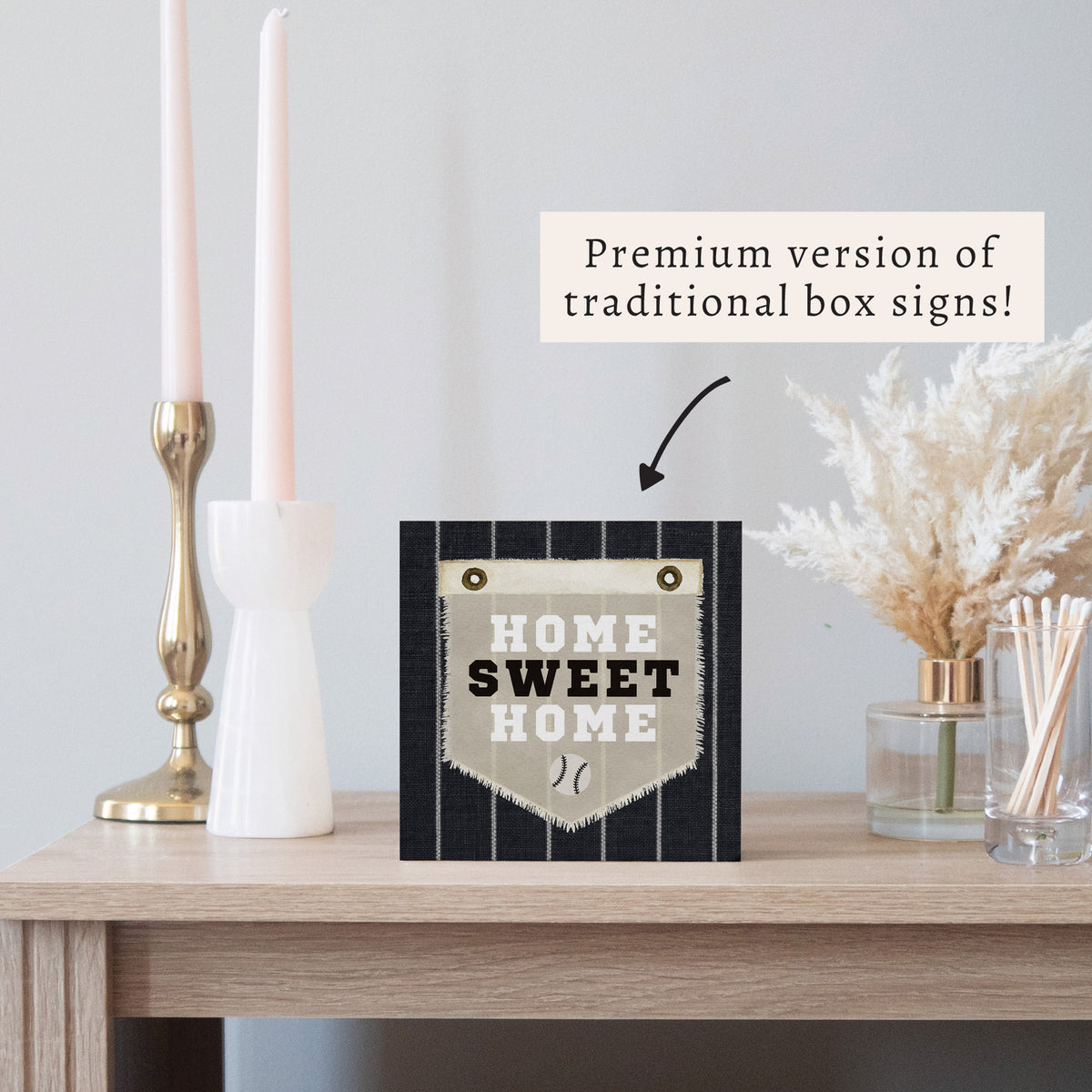 Baseball Sox Home Sweet Stripes Block Sign