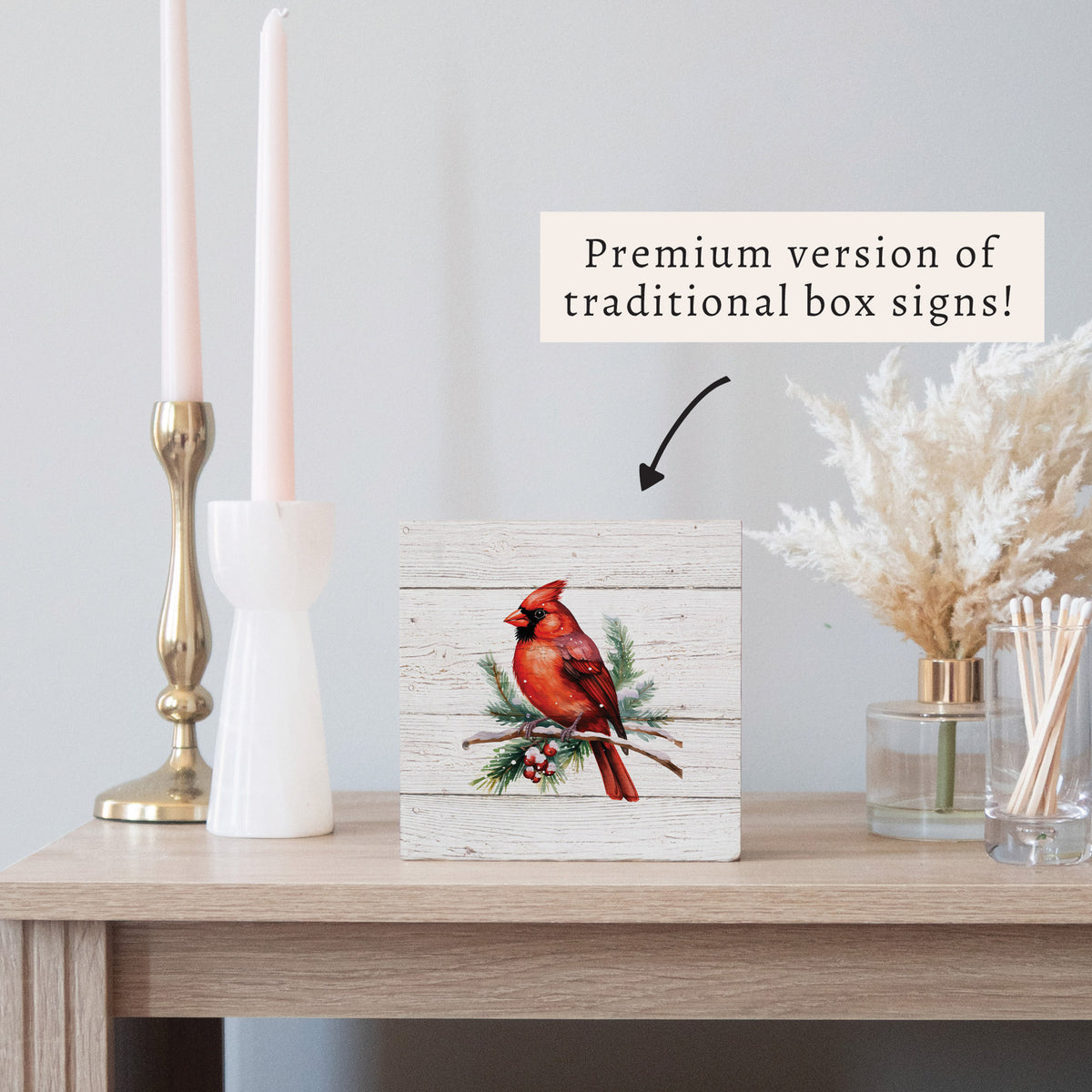 Cardinal Holiday Block Sign