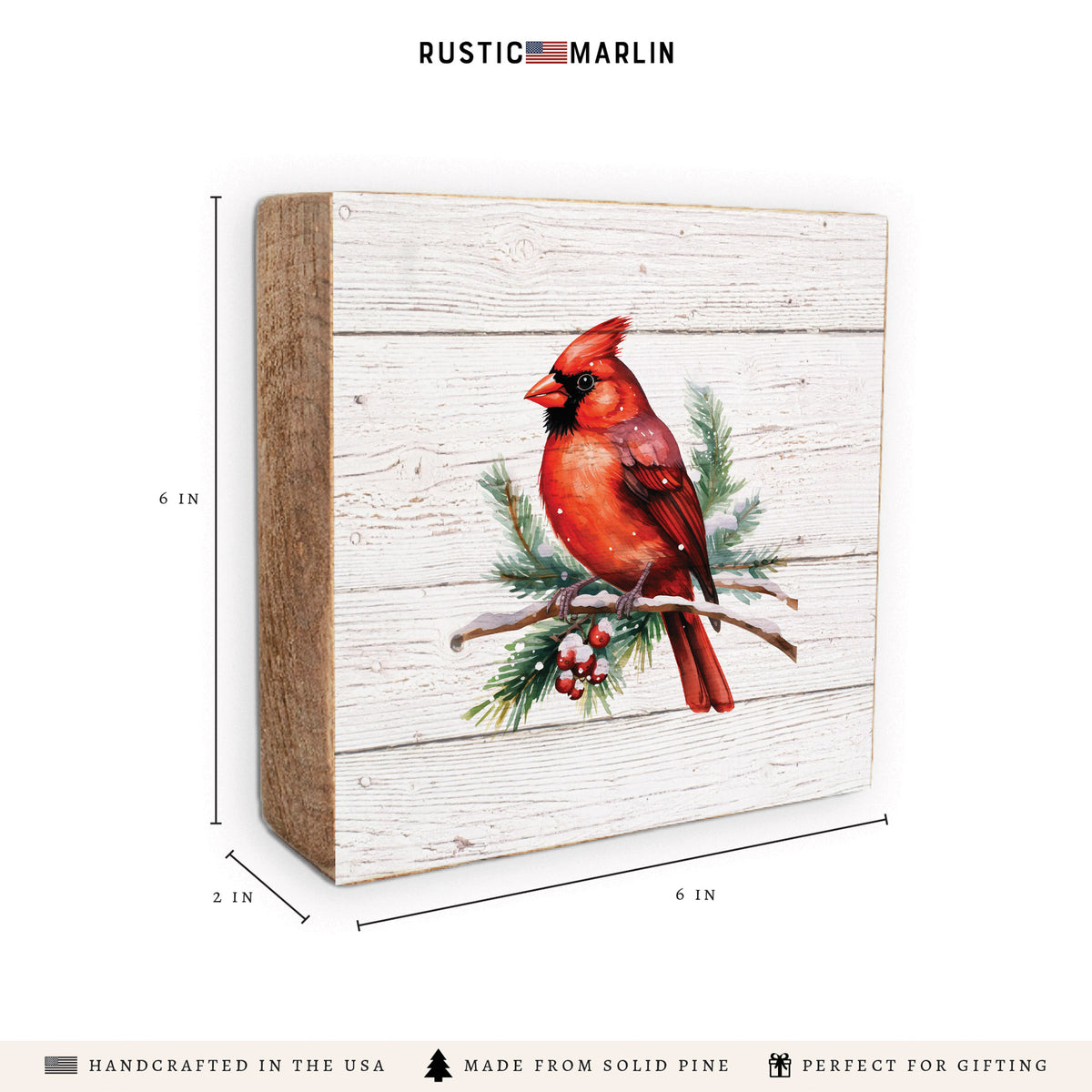 Cardinal Holiday Block Sign