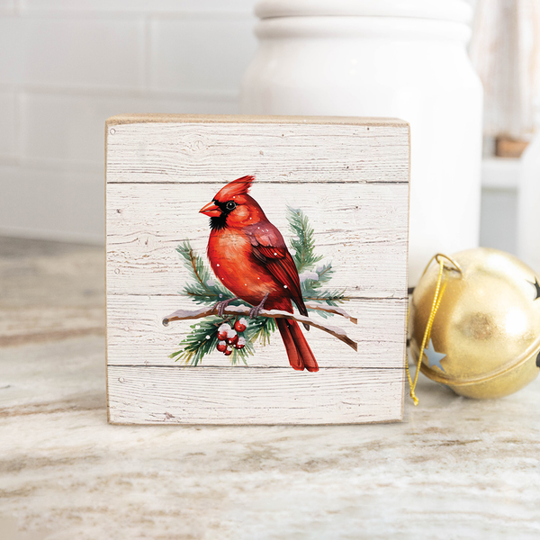 Cardinal Holiday Block Sign