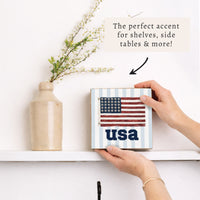 USA Flag Soccer Block Sign
