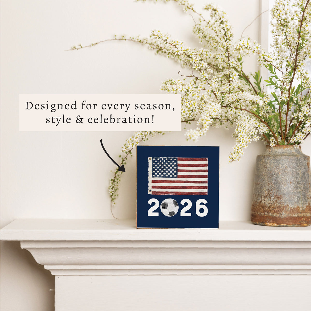 2026 Soccer Flag Block Sign