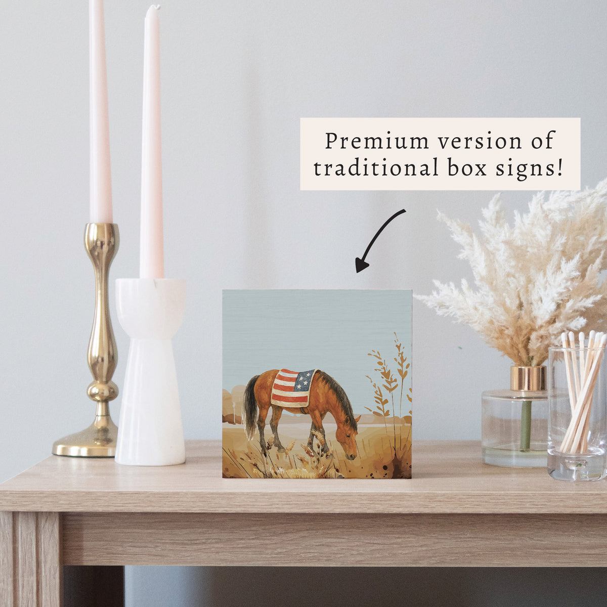 American Flag Horse Block Sign