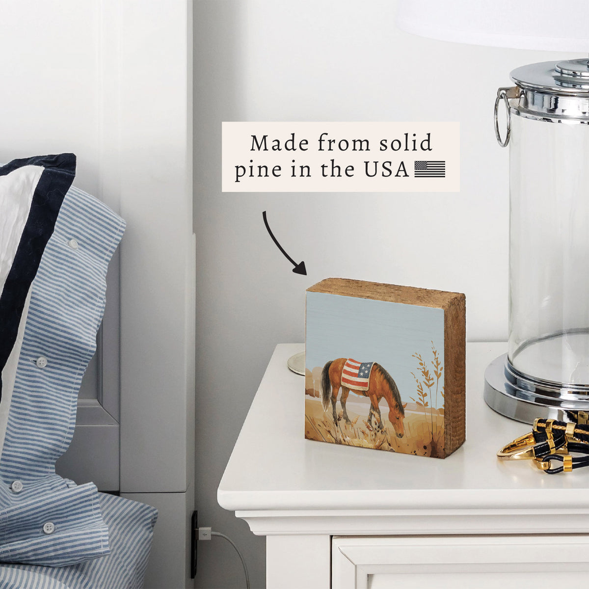 American Flag Horse Block Sign
