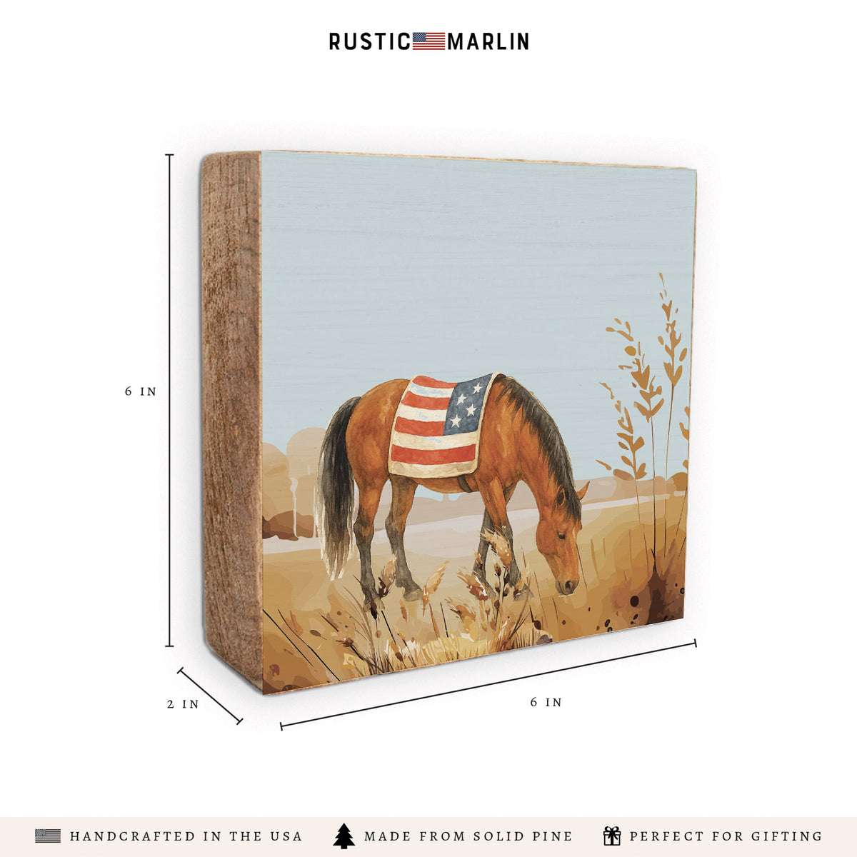 American Flag Horse Block Sign