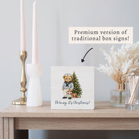 Teddy Bear Coastal Christmas Block Sign