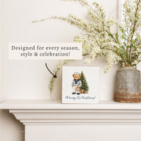 Teddy Bear Coastal Christmas Block Sign