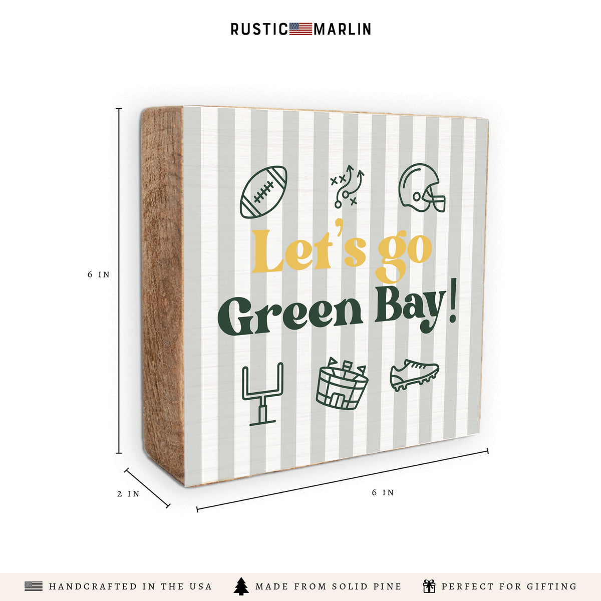 Let’s Go Green Bay Icons Block Sign