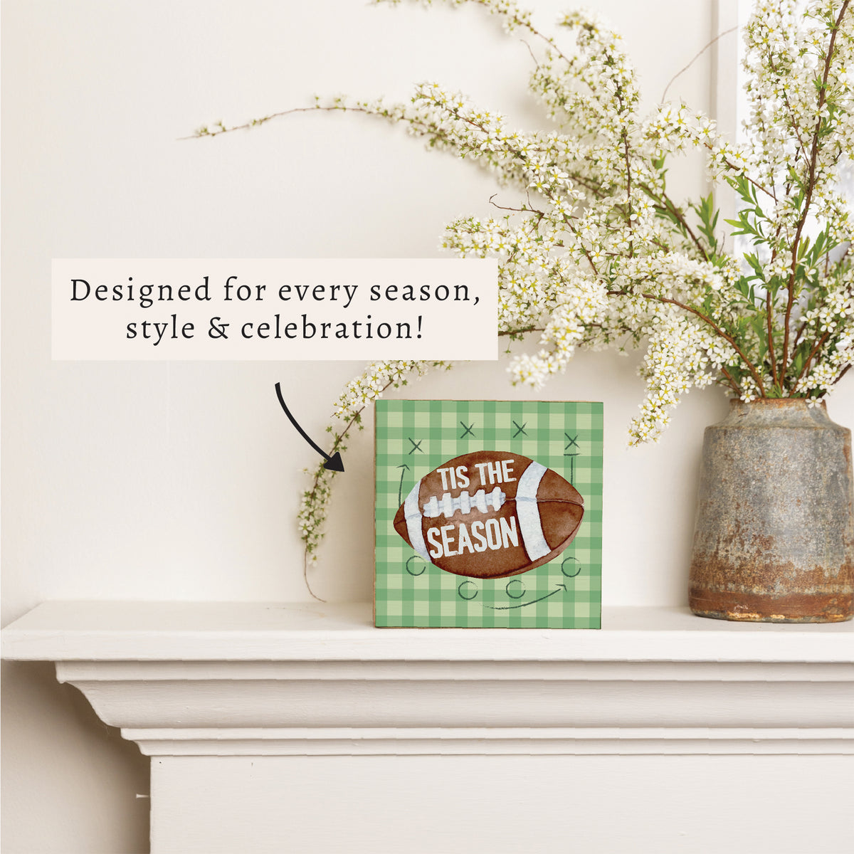 Tis The Season Football Block Sign