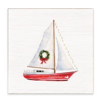 Nantucket Sailboat Wreath Block Sign